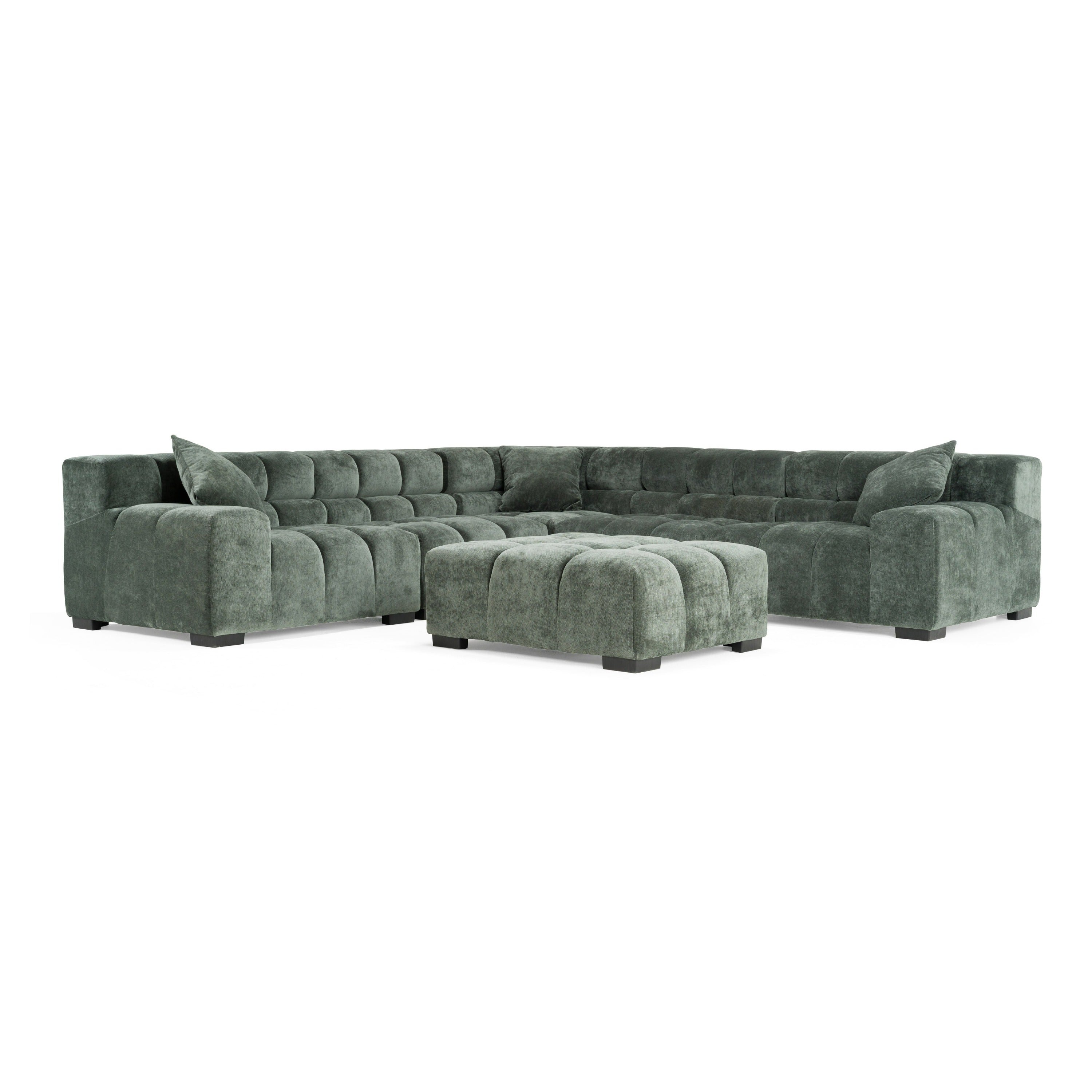 Divani Casa Ludwig - Modern Dark Green Fabric Modular Sectional