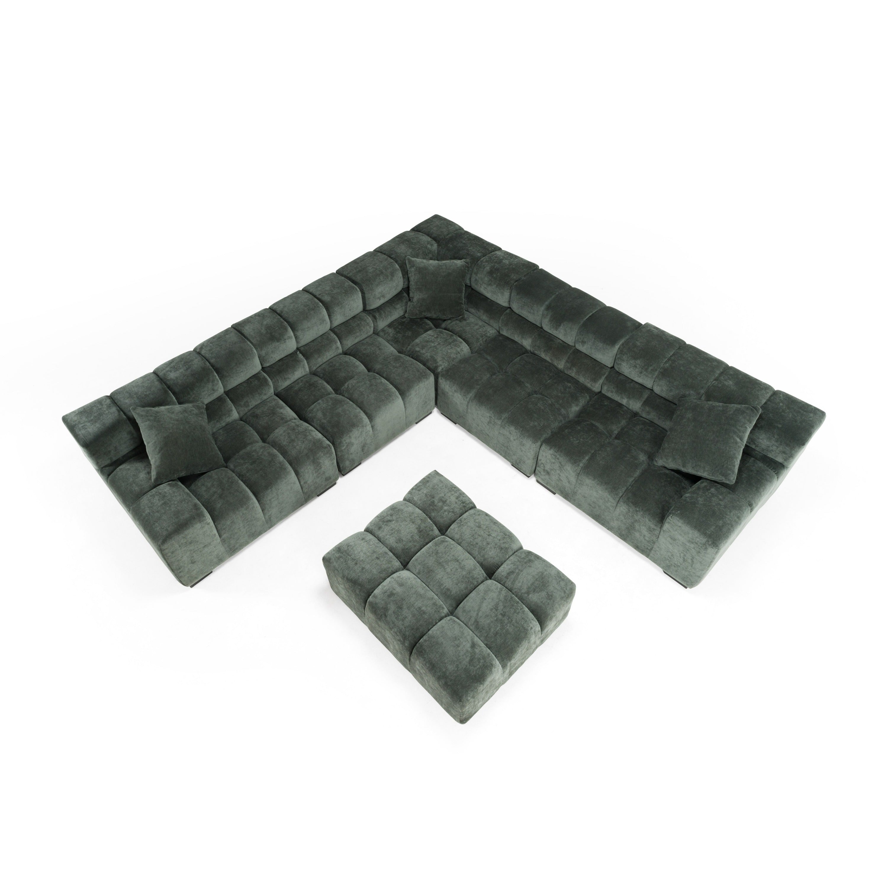 Divani Casa Ludwig - Modern Dark Green Fabric Modular Sectional