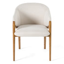 Modrest Lunde Cream Fabric and Walnut Arm Dining Chair