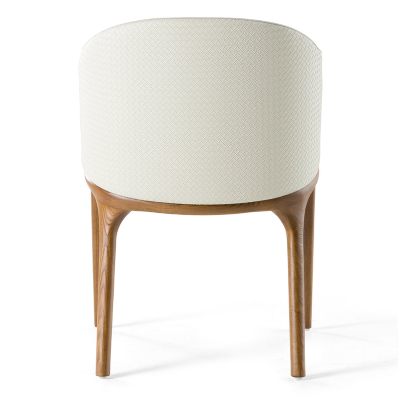 Modrest Lunde Cream Fabric and Walnut Arm Dining Chair