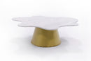 Modrest Gabbro High - Glam White Marble and Gold Coffee Table