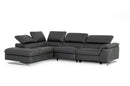 Divani Casa Maine - Modern Dark Grey Eco-Leather Left Facing Sectional Sofa with Recliner