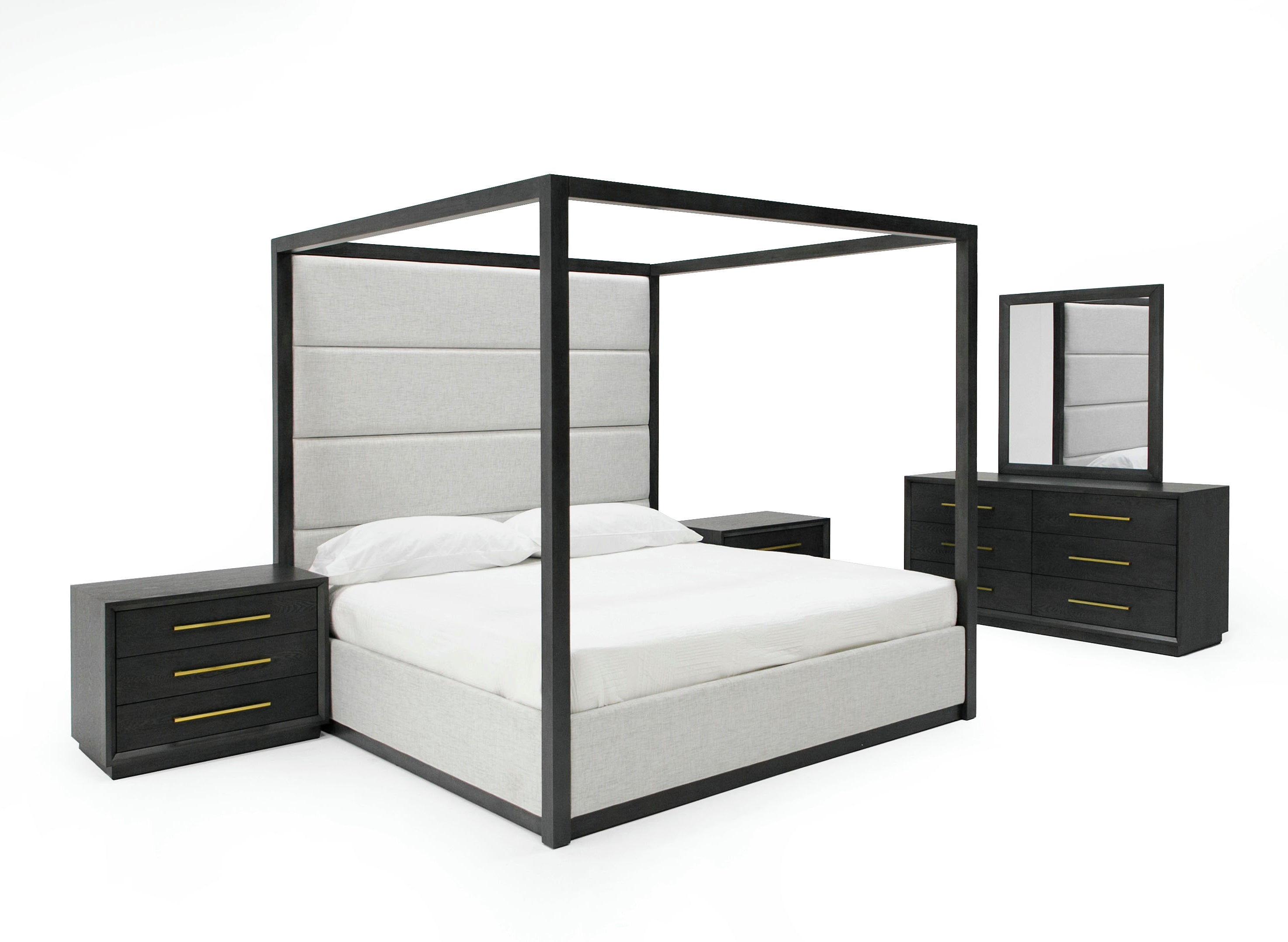 Modrest Manhattan- Contemporary Canopy Grey Bedroom Set-queen