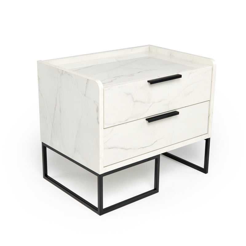 Nova Domus Marbella - Italian Modern White Marble Nightstand