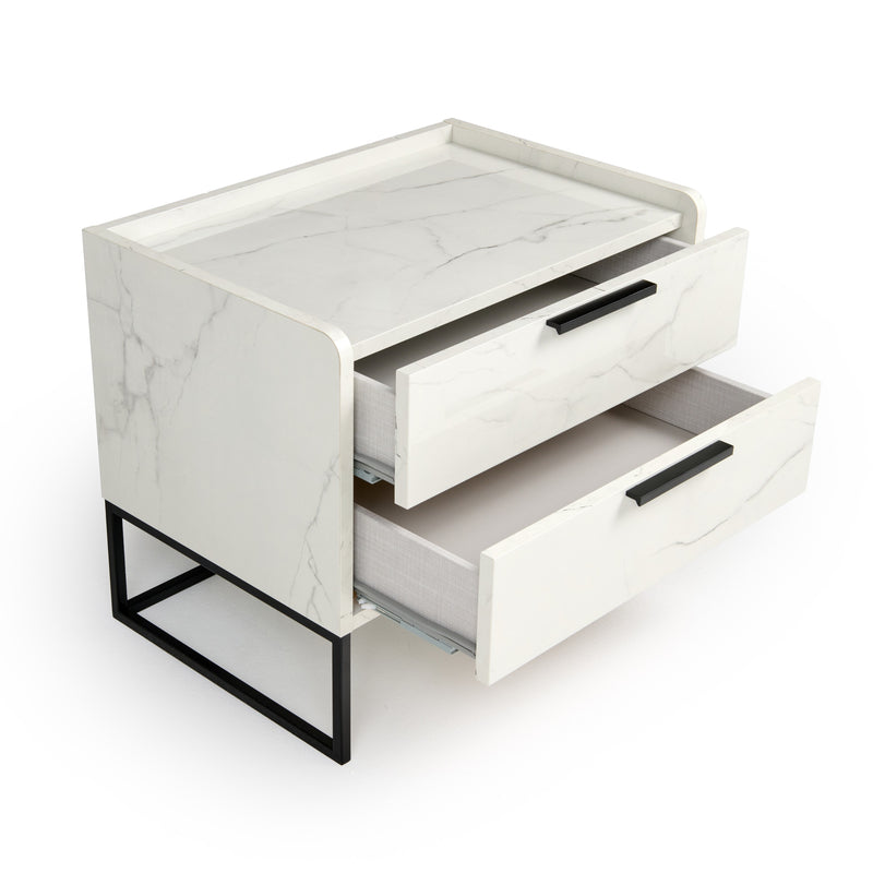 Nova Domus Marbella - Italian Modern White Marble Nightstand