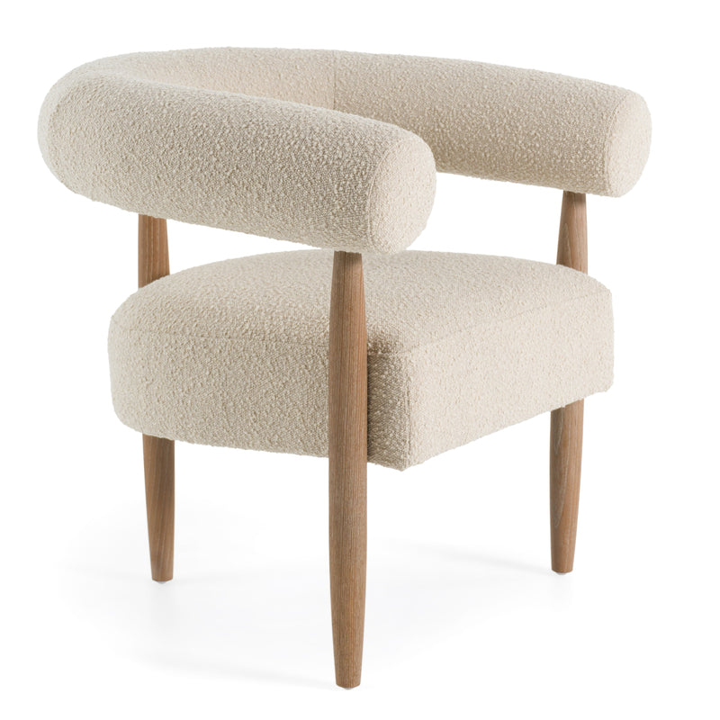 Modrest Marchland - Modern Beige Fabric + Oak Accent Chair