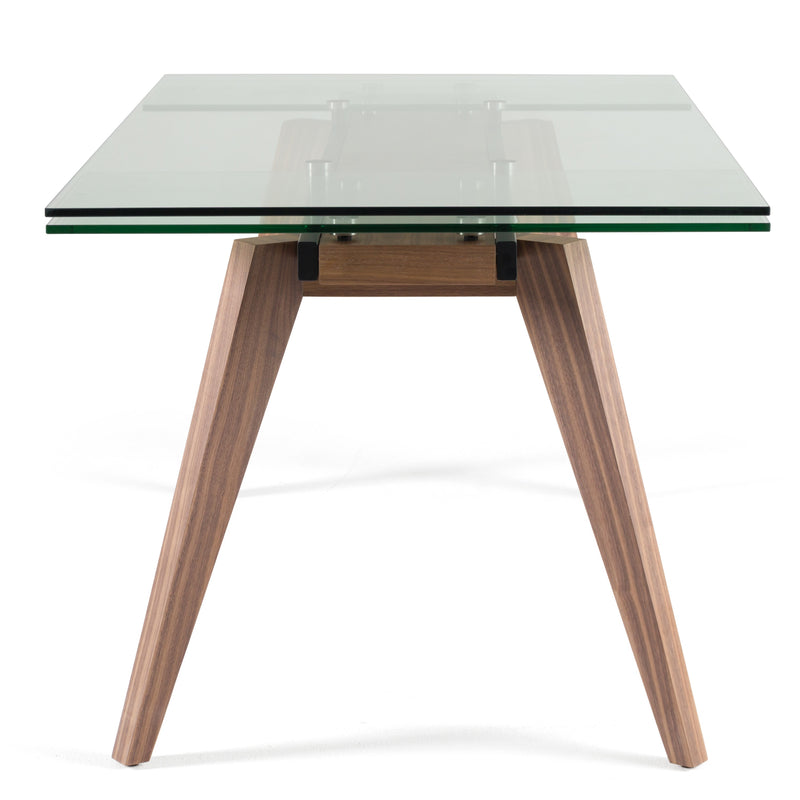 Modrest Marcus - Modern Glass + Walnut Extendable Dining Table