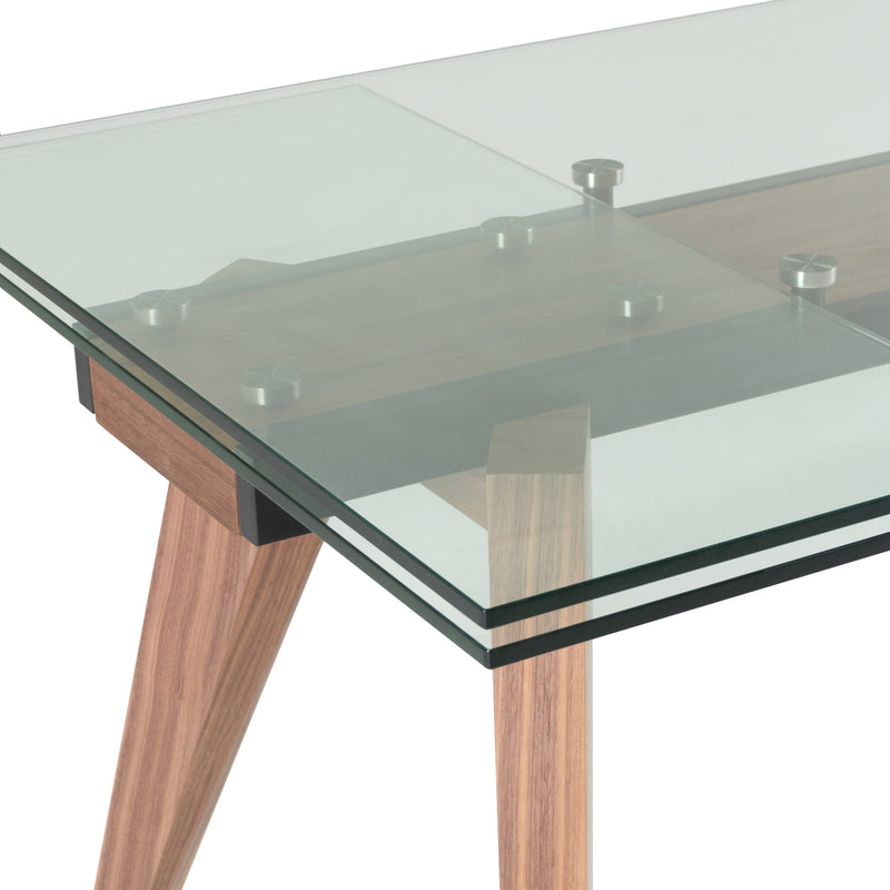 Modrest Marcus - Modern Glass + Walnut Extendable Dining Table