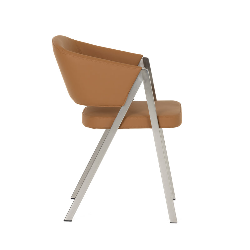 Modrest Marcus - Modern Camel Vegan Leather Dining Chair (Set of 2)