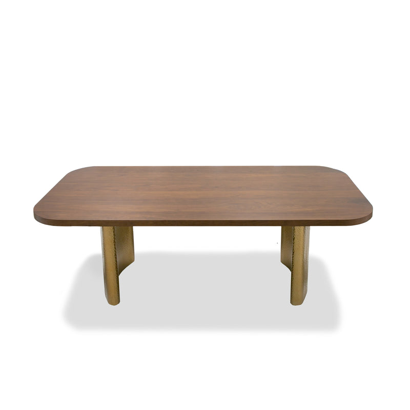 Modrest Marjorie - Modern Walnut + Brushed Gold Rectangular Dining Table