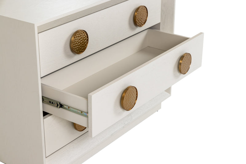 Modrest Marjorie - Modern Cream & Brushed Gold Nightstand