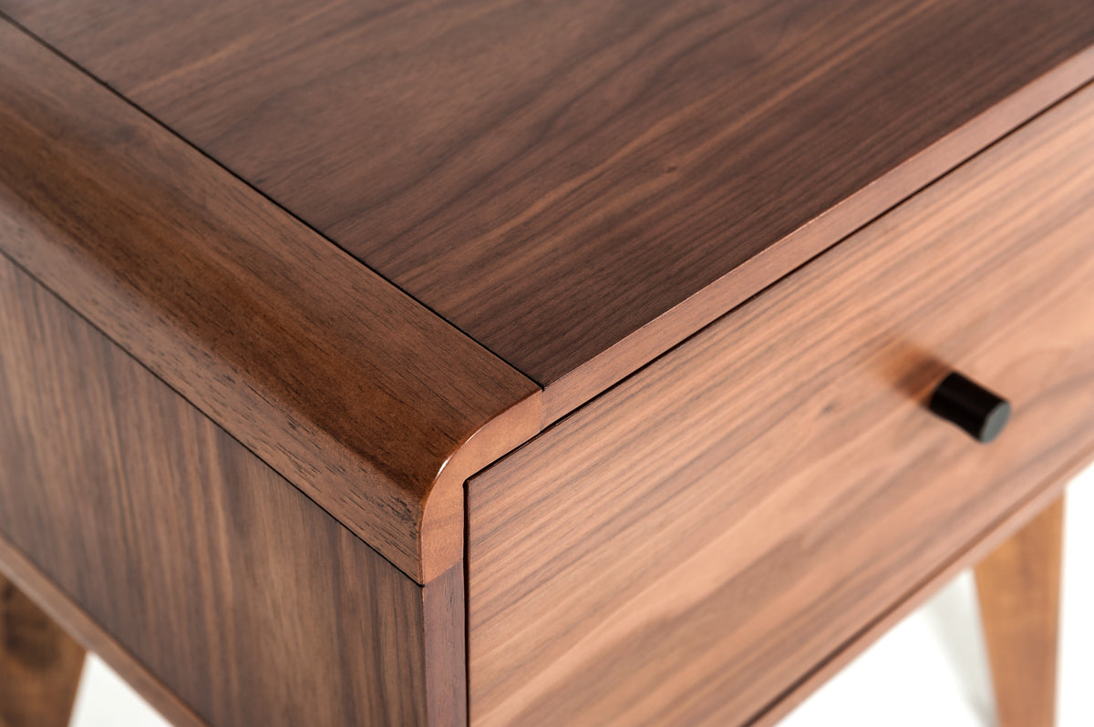 Modrest Carmen + Marshall Mid-Century Modern Walnut Bed + Nightstands Set