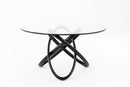 Modrest Mason Round Glass & Black Ash Dining Table