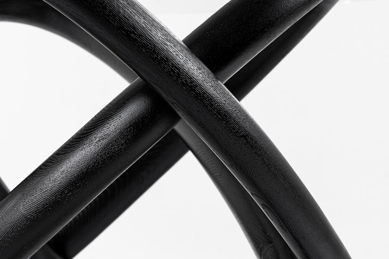 Modrest Mason Round Glass & Black Ash Dining Table