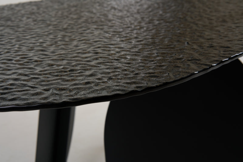 Modrest Maxine - Modern Hammered Grey Glass Rectangular Dining Table