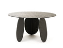 Modrest Maxine - Modern Hammered Grey Glass Round Dining Table