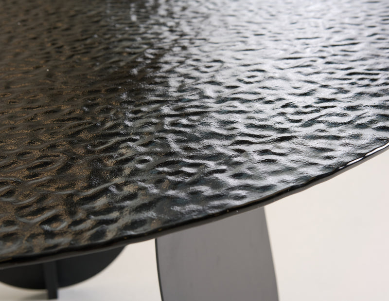 Modrest Maxine - Modern Hammered Grey Glass Round Dining Table