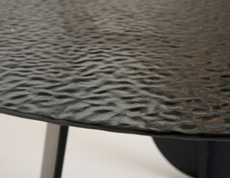 Modrest Maxine - Modern Hammered Grey Glass Round Dining Table