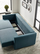 Divani Casa Fredonia Modern Blue-Green Fabric Sofa Bed w/ Storage