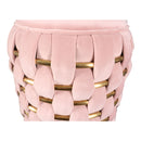 Divani Casa Meeker - Pink Velvet + Gold Woven Ottoman