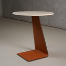 Modrest Merkel - Modern Ceramic + Leather End Table