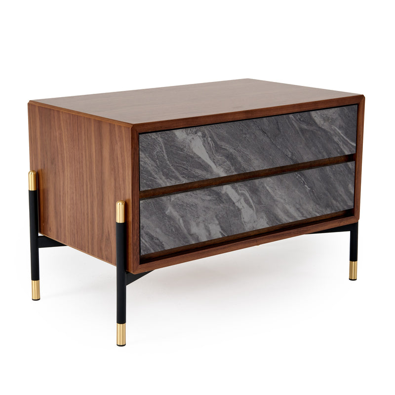 Nova Domus Metcalf - Mid-Century Walnut & Grey Nightstand