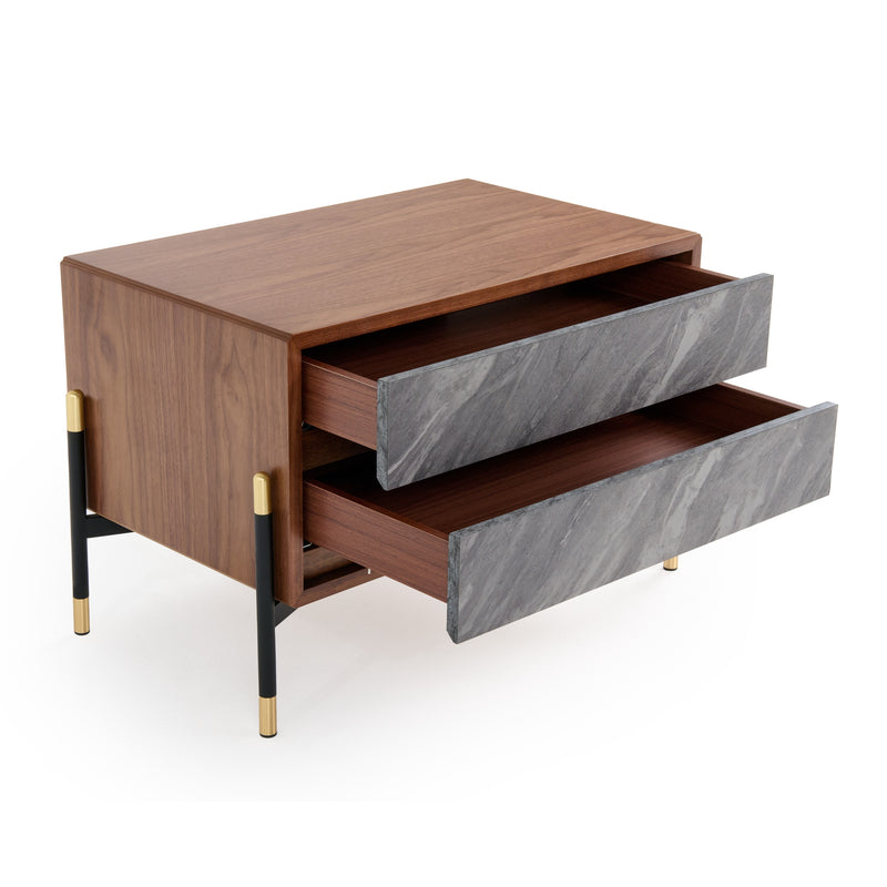 Nova Domus Metcalf - Mid-Century Walnut & Grey Nightstand