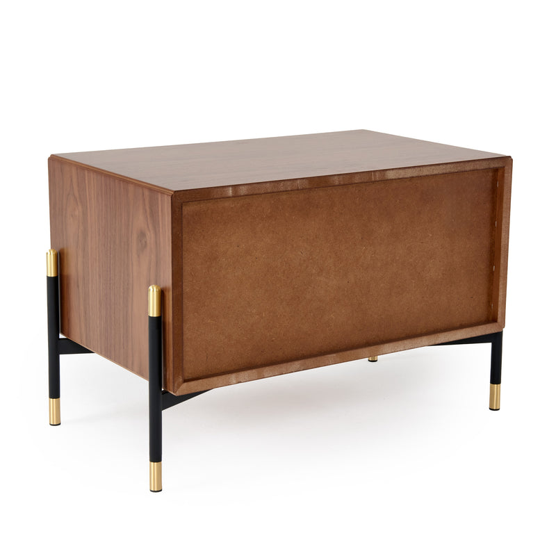 Nova Domus Metcalf - Mid-Century Walnut & Grey Nightstand
