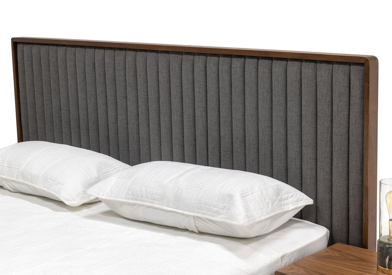 Nova Domus Metcalf - Mid-Century Walnut & Grey California King Bed w/ Two Nightstands