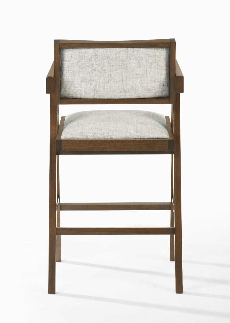 Modrest Fern - Modern Walnut and Beige Counter Stool Set of 2