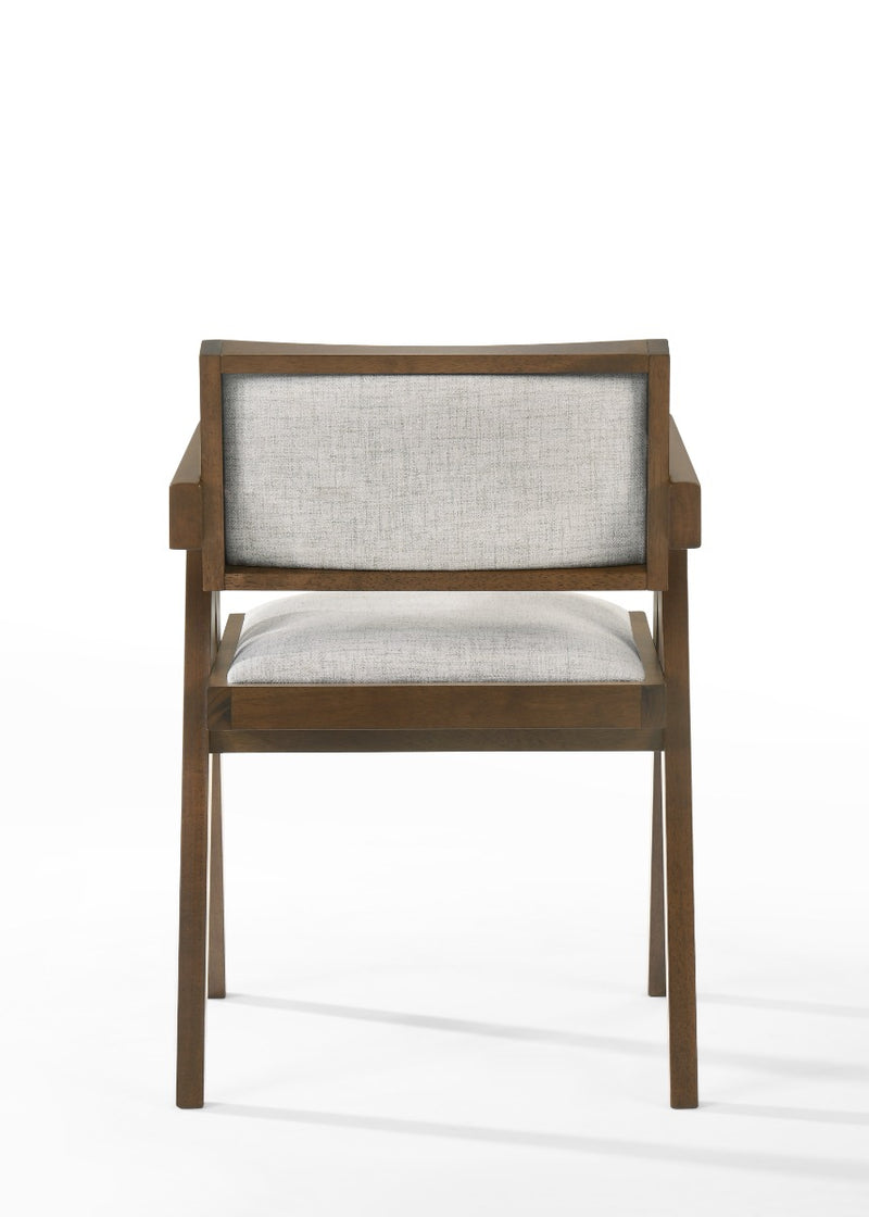 Modrest Fern - Modern Walnut and Beige Dining Chair Set of 2