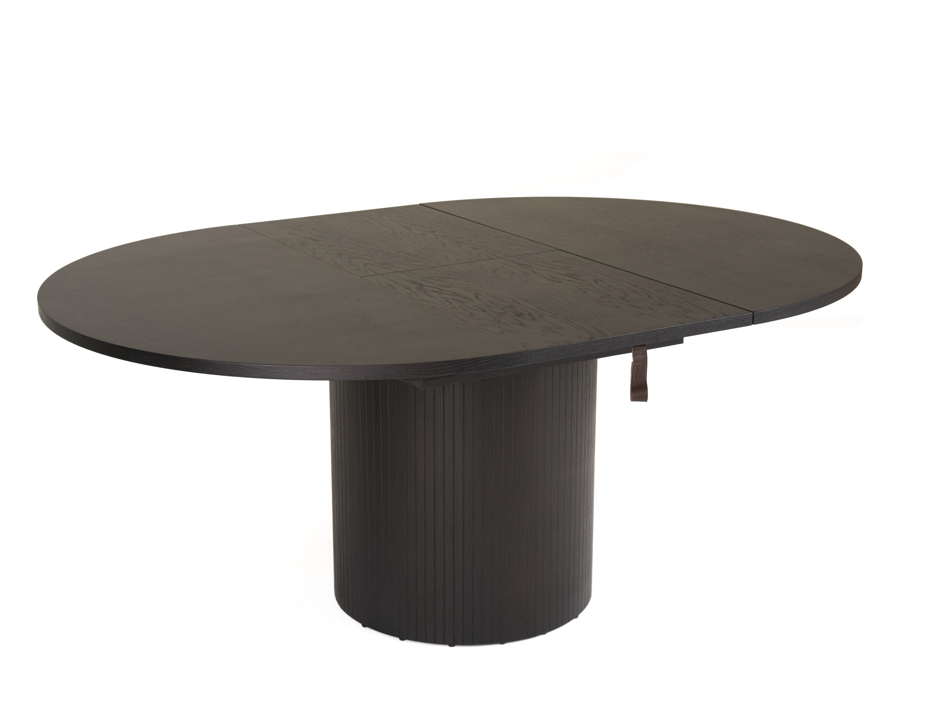 Modrest Miami - Modern Black Oak Round Dining Table With Extension