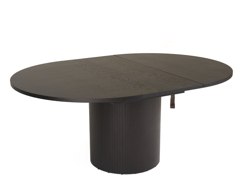 Modrest Miami - Modern Black Oak Round Dining Table With Extension