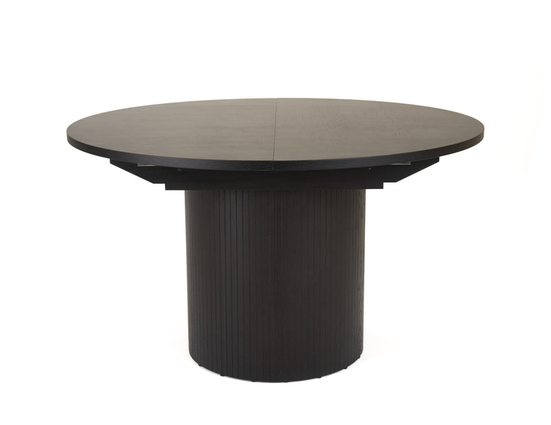 Modrest Miami - Modern Black Oak Round Dining Table With Extension