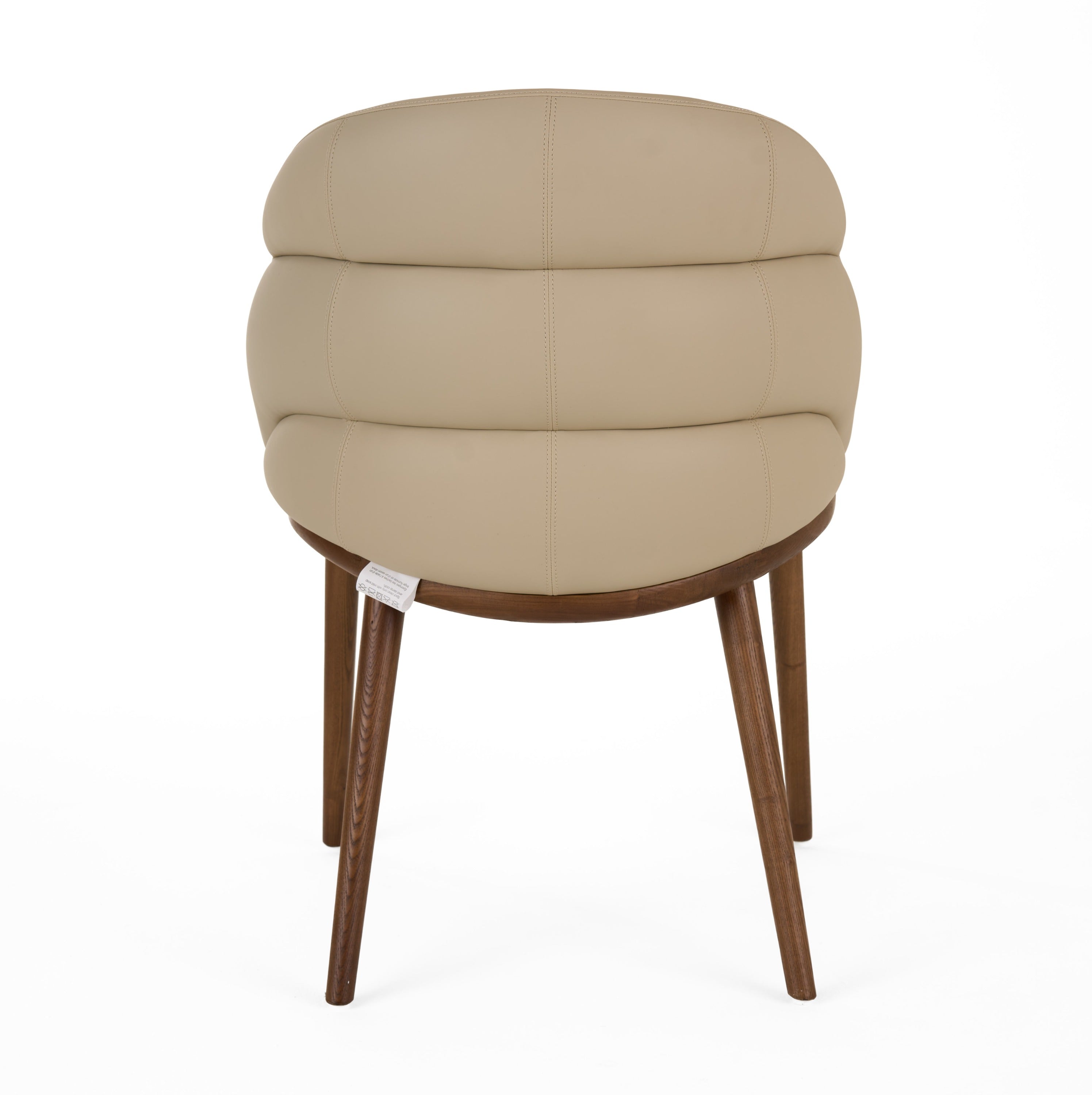 Modrest Michael - Mid-Century Modern Beige Vegan Leather + Walnut Dining Chair