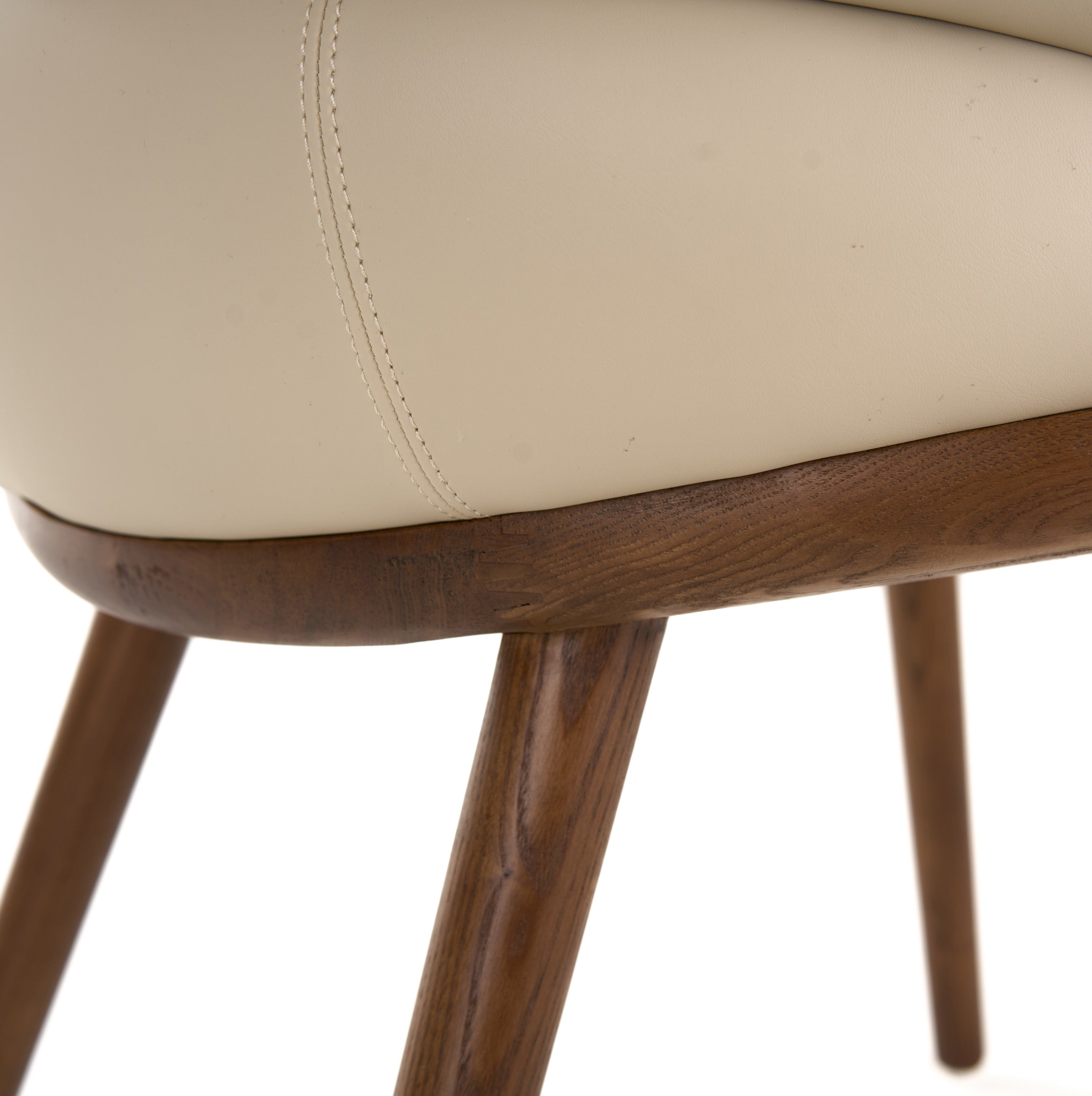 Modrest Michael - Mid-Century Modern Beige Vegan Leather + Walnut Dining Chair