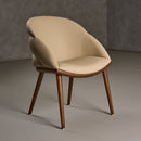 Modrest Michael - Mid-Century Modern Beige Vegan Leather + Walnut Dining Chair