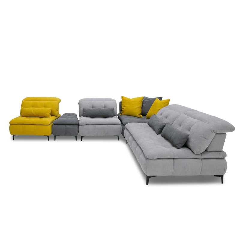 David Ferrari Mikado - Italian Modern Grey + Yellow Fabric Modular Sectional Sofa