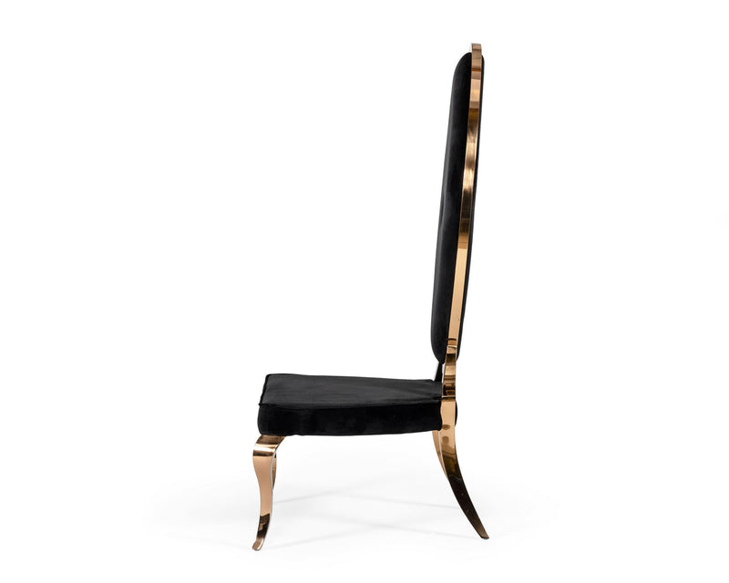 Modrest Mills - Modern Black Velvet Rosegold Dining Chair Set of 2