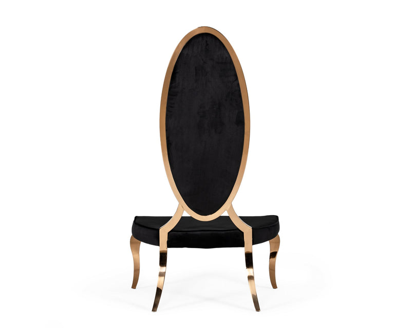 Modrest Mills - Modern Black Velvet Rosegold Dining Chair Set of 2