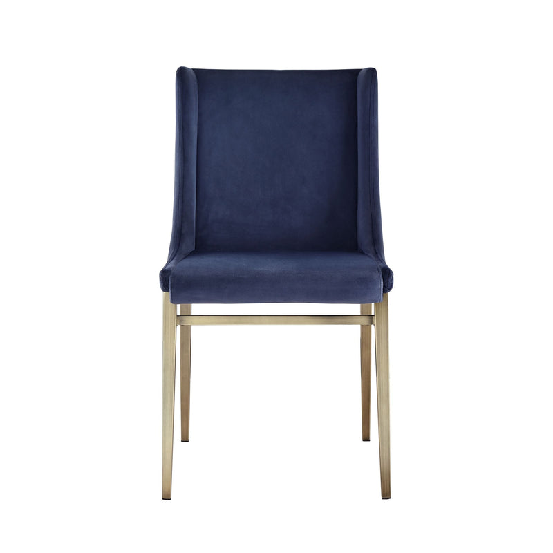 Modrest Mimi - Contemporary Blue Velvet & Antique Brass Dining Chair (Set of 2)
