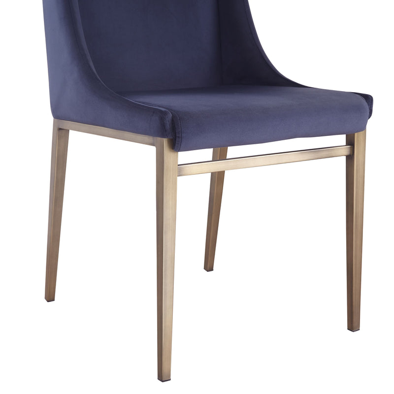 Modrest Mimi - Contemporary Blue Velvet & Antique Brass Dining Chair (Set of 2)