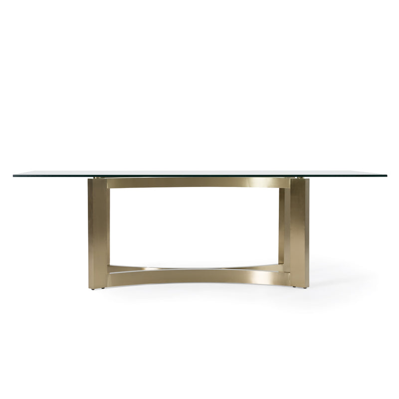 Modrest Mingus - Modern Glass + Brushed Brass Rectangualr Dining Table