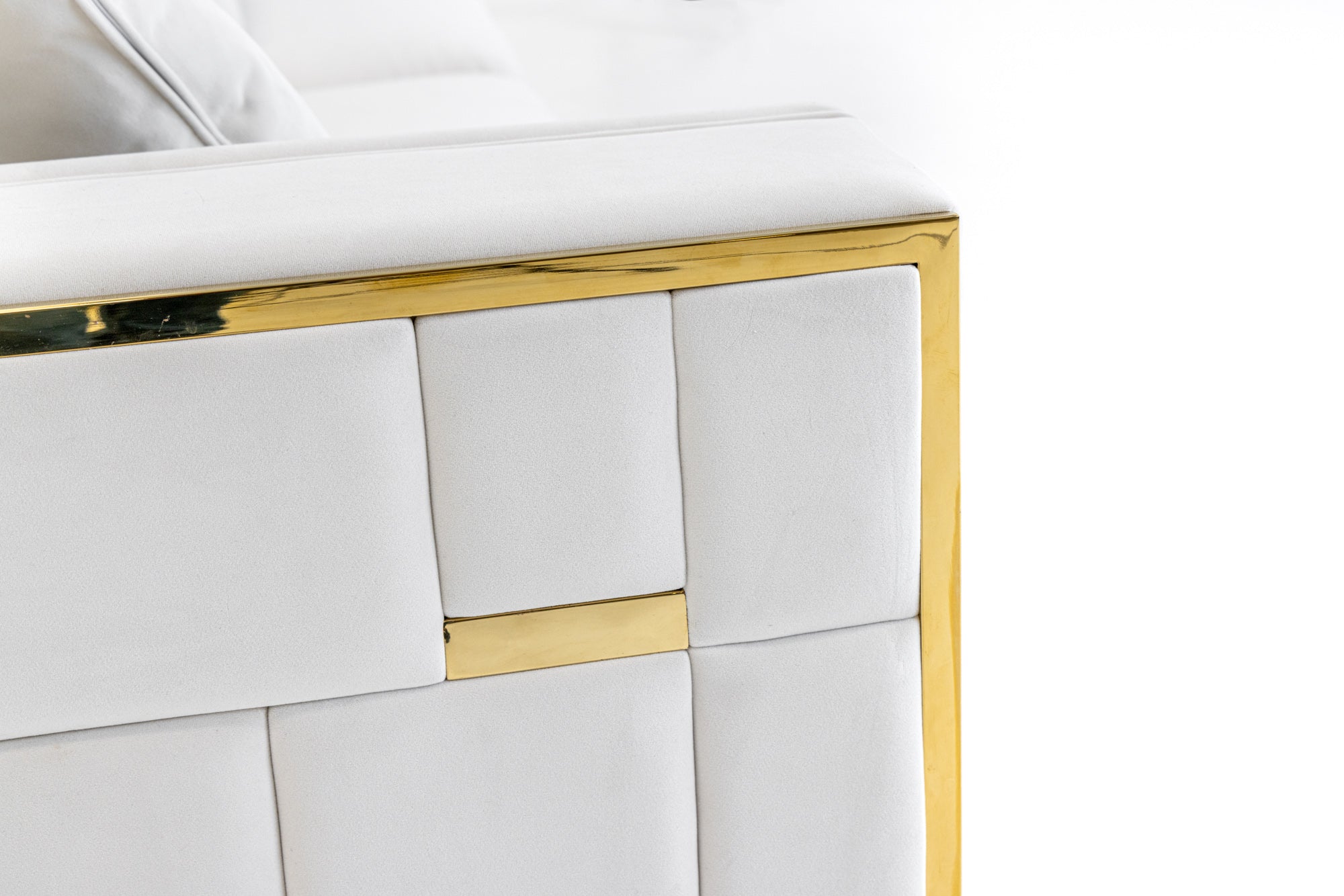 Divani Casa Mobray - Glam Light Grey Velvet + Gold Sofa