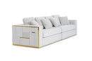 Divani Casa Mobray - Glam Light Grey Velvet + Gold Sofa