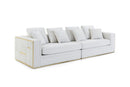 Divani Casa Mobray - Glam Light Grey Velvet + Gold Sofa