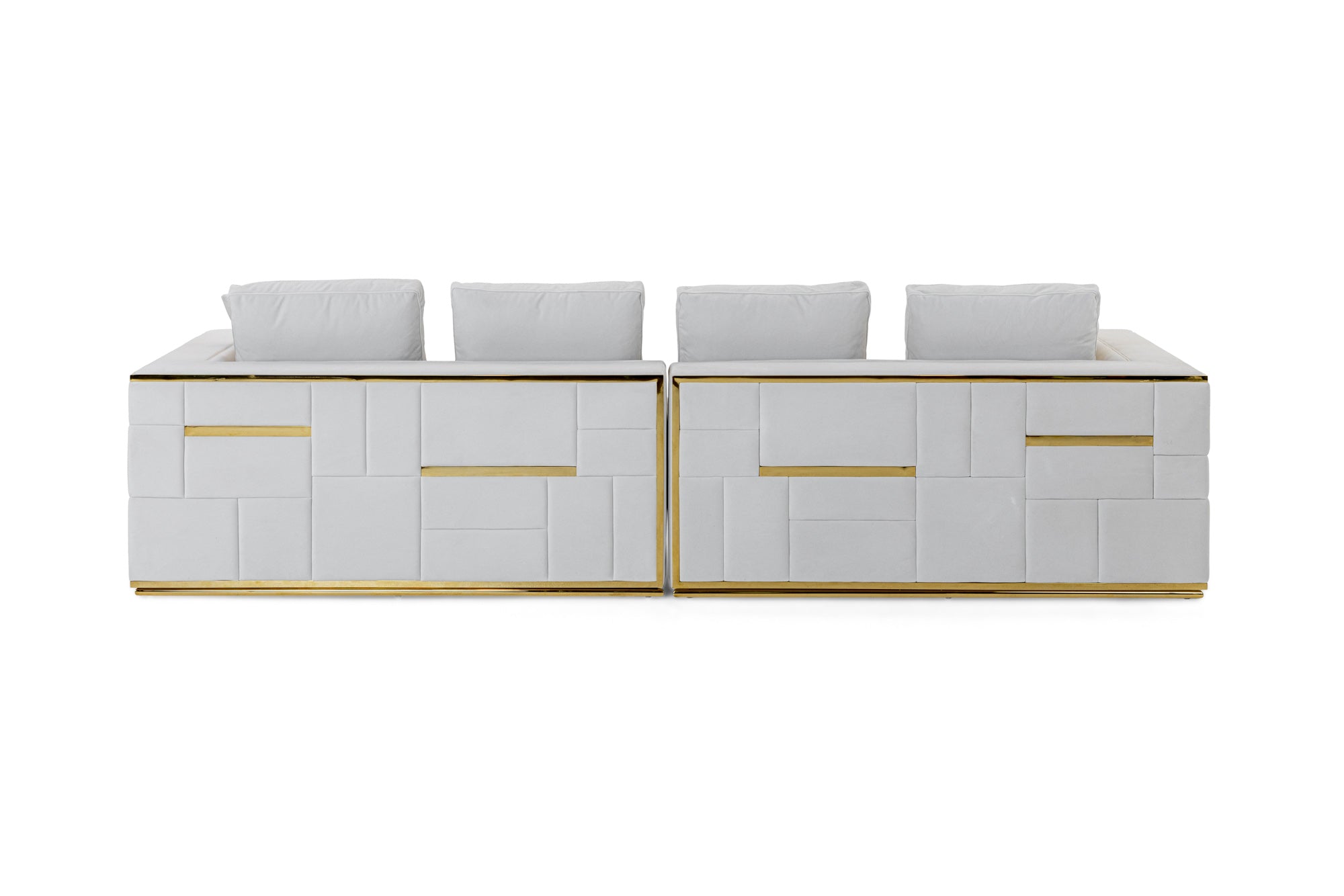 Divani Casa Mobray - Glam Light Grey Velvet + Gold Sofa