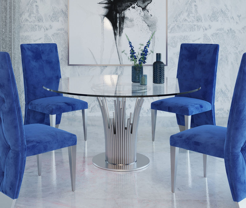 Modrest Paxton - Modern Round Glass & Stainless Steel Dining Table