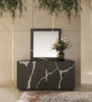 Modrest Aspen - Modern Matte Brown Ash & Silver Mirror