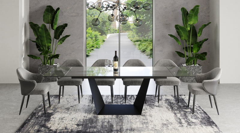 Modrest Bronwin - Modern Black Glass Extendable Dining Table